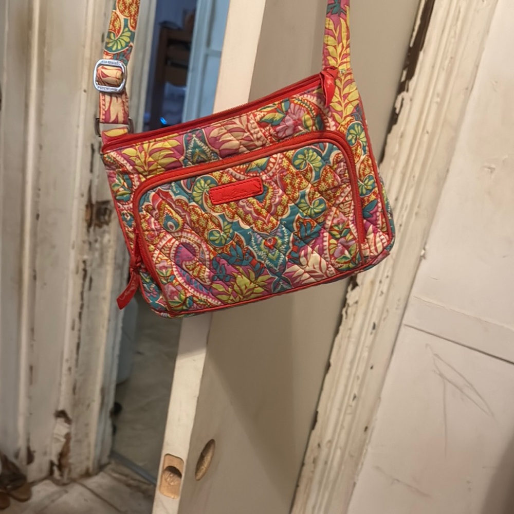 Red and Pink Paisley Crossbody Bag
